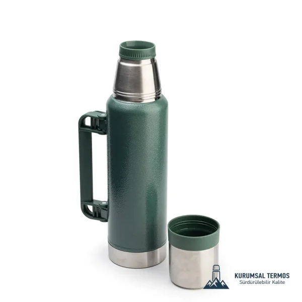 Bardaklı Kamp Termosu - 1000 Ml - Yeşil - KTT 4000