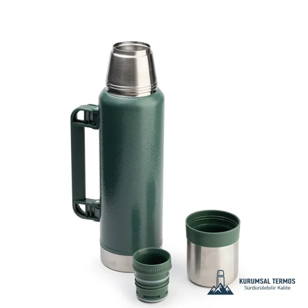 Bardaklı Kamp Termosu - 1000 Ml - Yeşil - KTT 4000