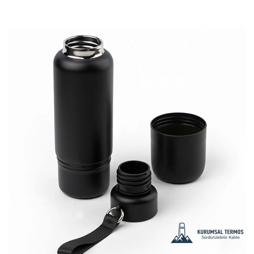 Bardaklı Termos 500 Ml - Siyah - KTT 1600