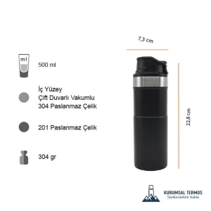 Basmalı Kapaklı Termos 500 Ml