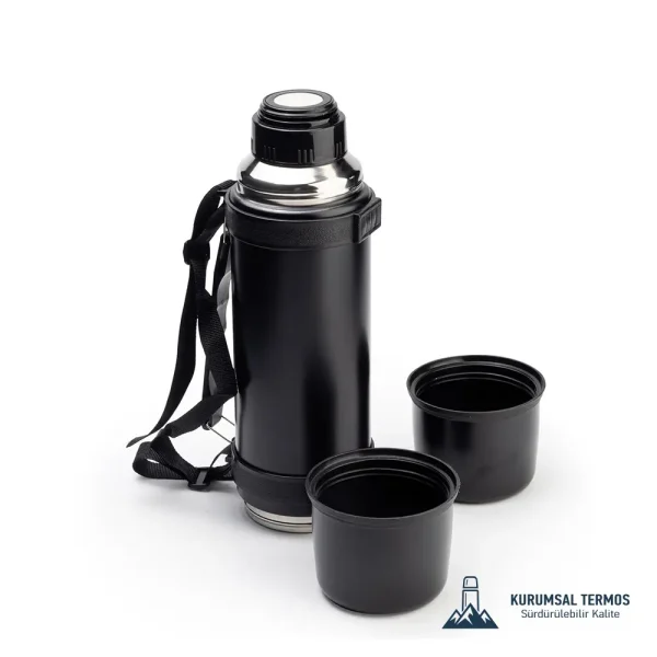 Çift Bardaklı İpli Termos - 1000 Ml - Yeşil - KTT 5000