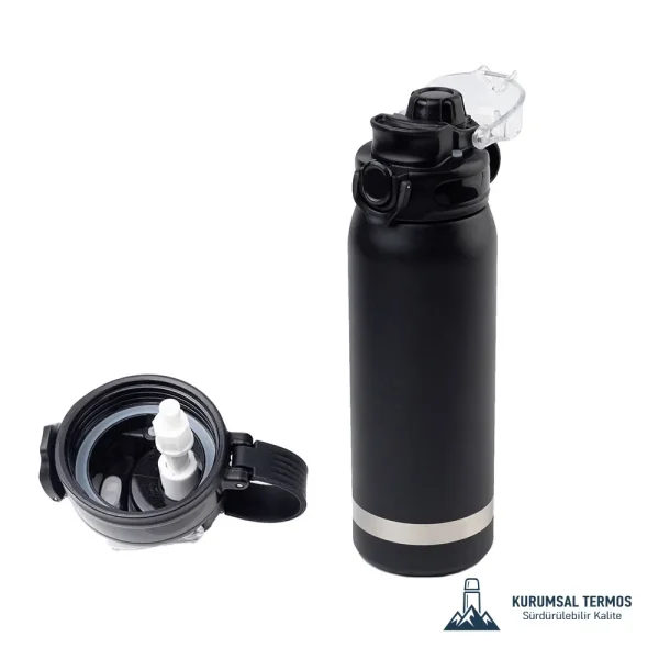 Kilitli Pipetli Termos 800 ml Siyah (KTT-2000)