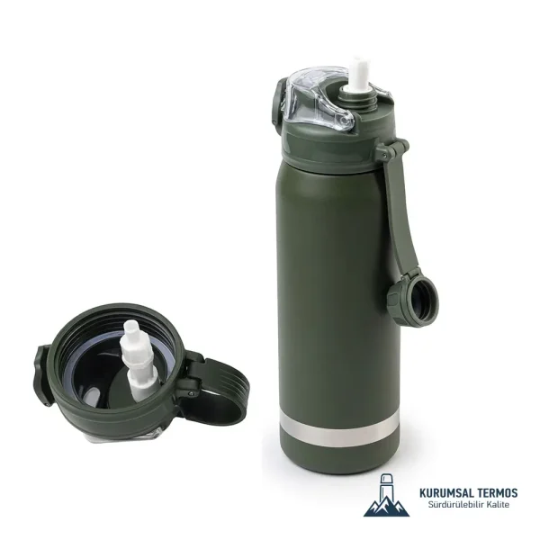 Kilitli - Pipetli Termos 800 Ml - Yeşil- KTT 2001