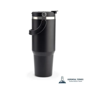 Pipetli Taşıma Saplı Termos - 1200 Ml - Siyah - KTT 7000