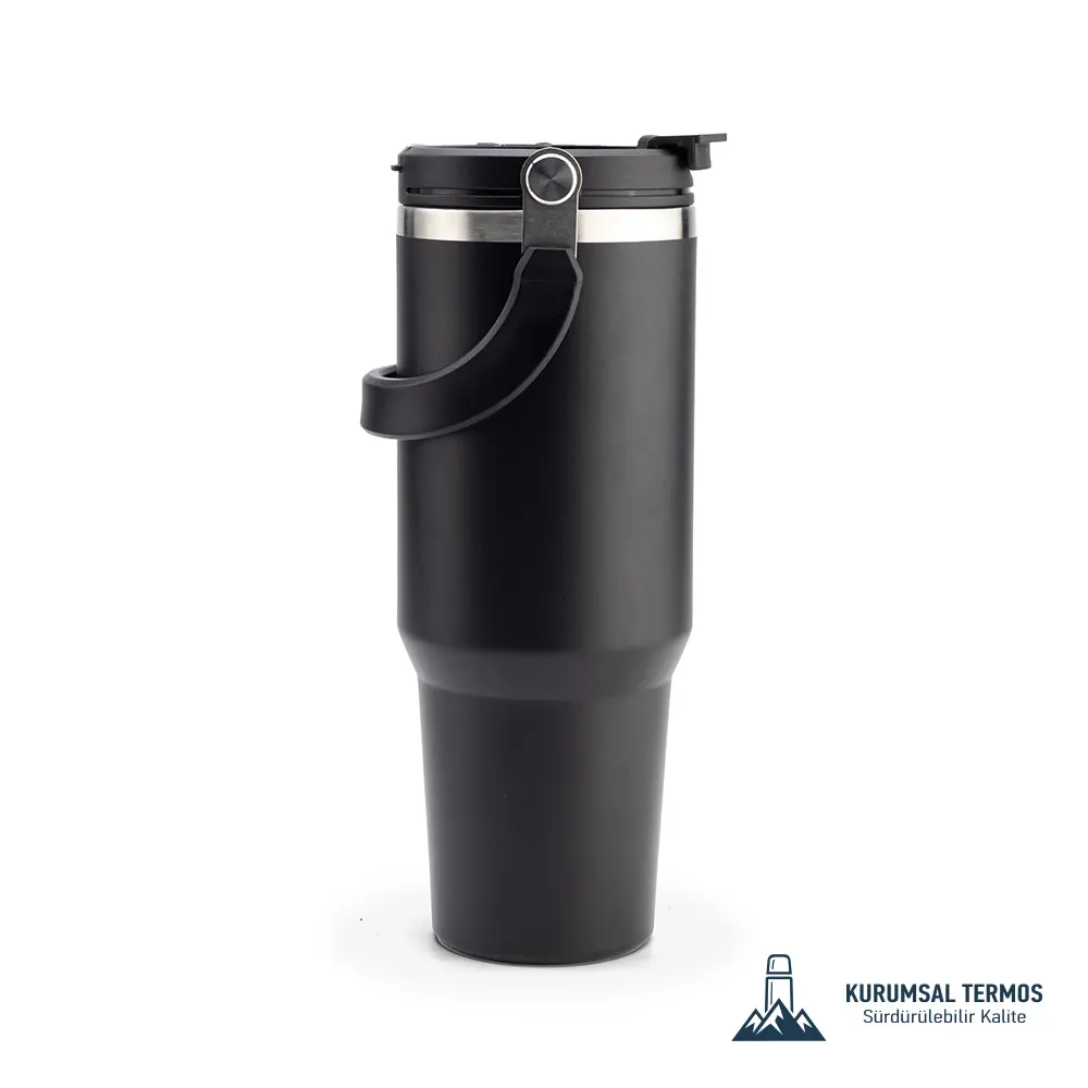 Pipetli Taşıma Saplı Termos - 1200 Ml - Siyah - KTT 7000