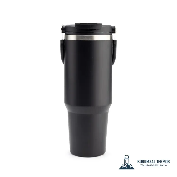 Pipetli Taşıma Saplı Termos - 1200 Ml - Siyah - KTT 7000