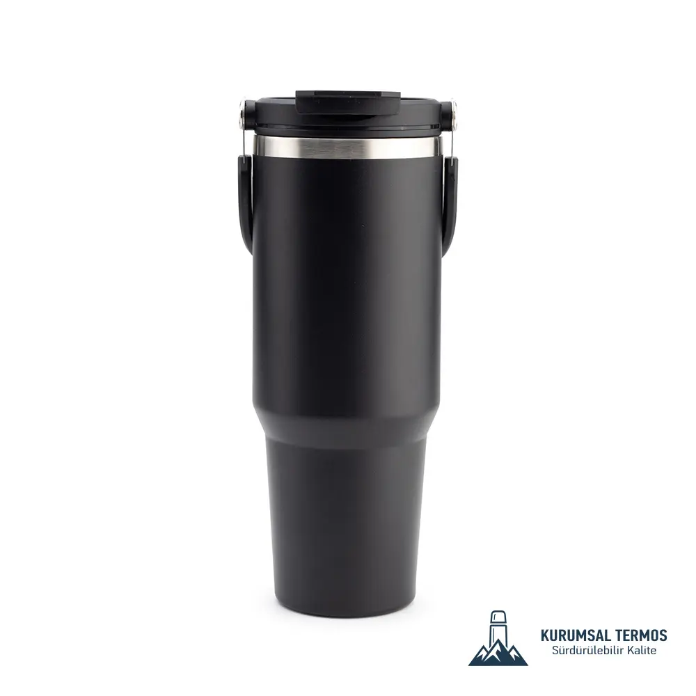 Pipetli Taşıma Saplı Termos - 1200 Ml - Siyah - KTT 7000