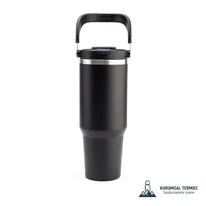 Pipetli Taşıma Saplı Termos - 1200 Ml - Siyah - KTT 7000