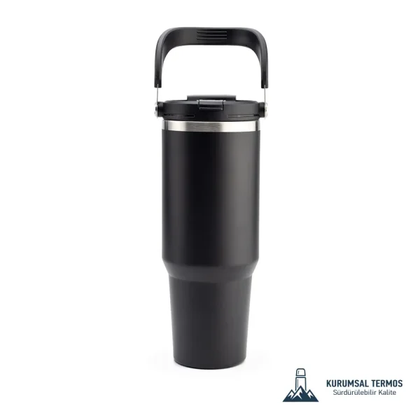 Pipetli Taşıma Saplı Termos - 1200 Ml - Siyah - KTT 7000