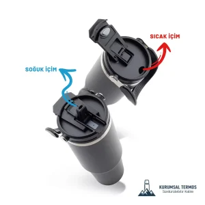 Pipetli Taşıma Saplı Termos - 1200 Ml - Siyah - KTT 7000