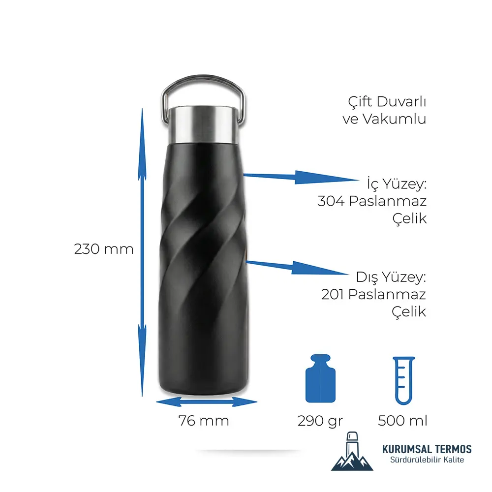 Termos Bardak 500 ml - Siyah - KTT 15000